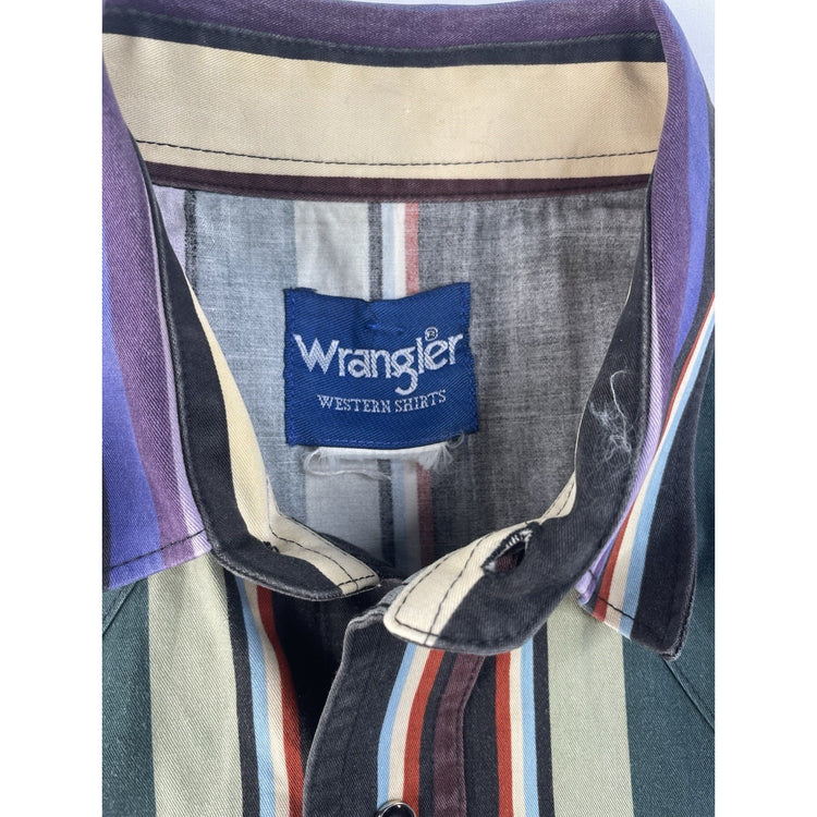 Men's Wrangler Multi-Color Striped Western Snap-Down Shirt Size L
