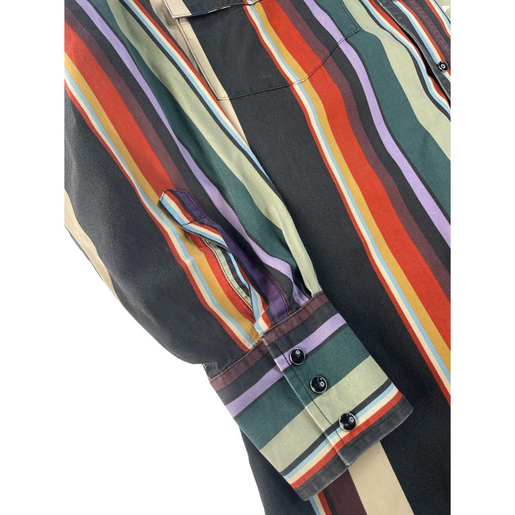 Men's Wrangler Multi-Color Striped Western Snap-Down Shirt Size L