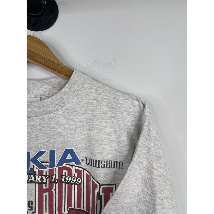 Men’s Grey VTG Nokia Sugar Bowl 1999 A&M Vs Ohio State Graphic T Shirt Sz Large