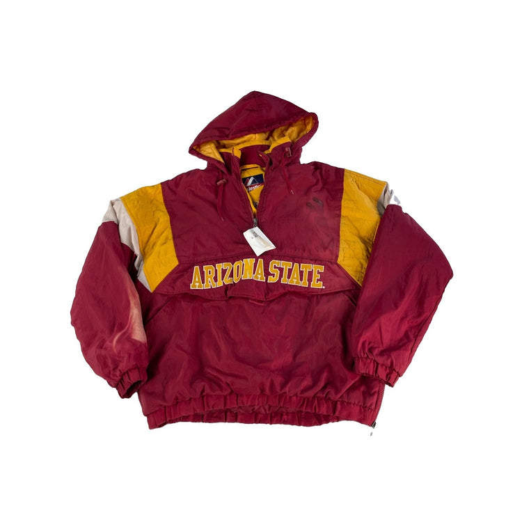 Mens Vintage 90s Majestic Arizona State Sun Devils Half-Zip Puffer Jacket Size M