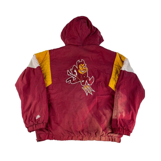 Mens Vintage 90s Majestic Arizona State Sun Devils Half-Zip Puffer Jacket Size M